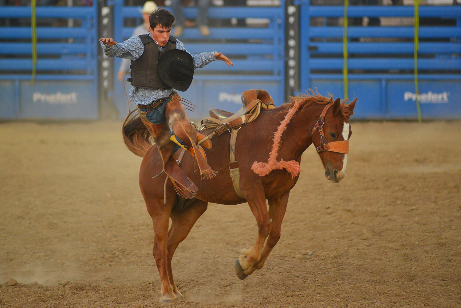 Colt Wagner releases the rope and looks down for his landing
